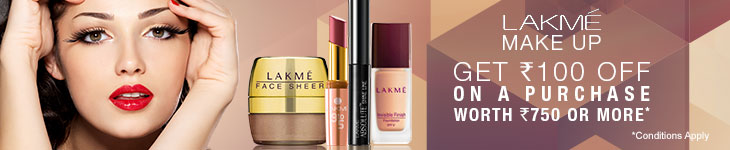 100 Rs. off on Lakme product , deal details with Apnacoupon. com 100 Rs. off on Lakme product , deal details with Apnacoupon. com